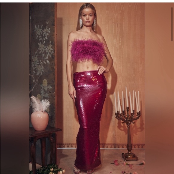 House of CB Alexis Hot Pink Sequin Maxi Skirt - NWOT - Picture 3 of 8